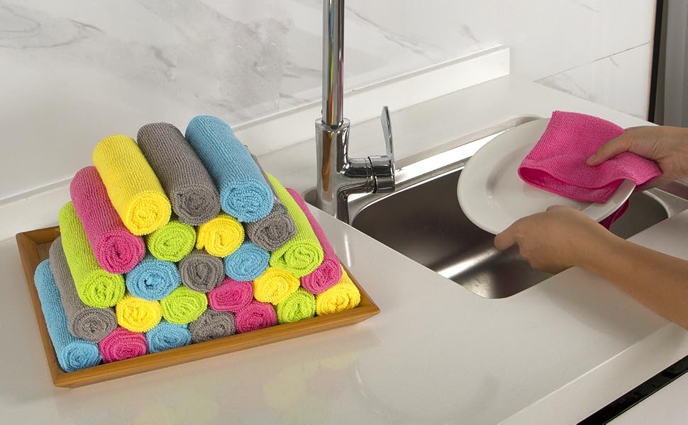 MR.SIGA Microfiber Cleaning Cloth, All-Purpose Cleaning Towels, Pack of 50, Size 11.8 x 11.8 in