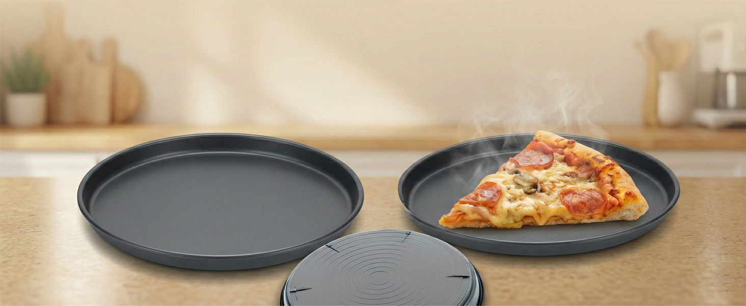 MACONEE 12inch Universal Microwave Crisper Pan/Microwave Cookware Crispy Plate Fry Pan, Microwave Cooker for Reheat Frozen Pizza, Chicken Nuggets French Toast with Crisp Effect!