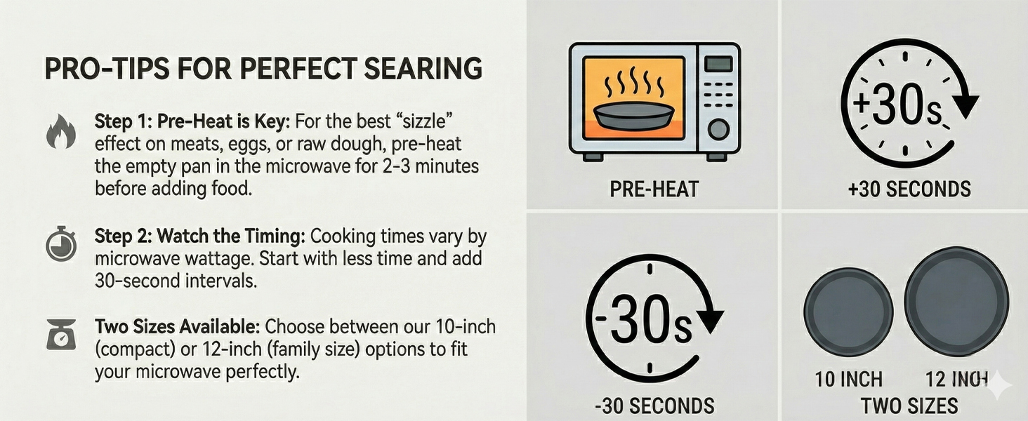 MACONEE 12inch Universal Microwave Crisper Pan/Microwave Cookware Crispy Plate Fry Pan, Microwave Cooker for Reheat Frozen Pizza, Chicken Nuggets French Toast with Crisp Effect!