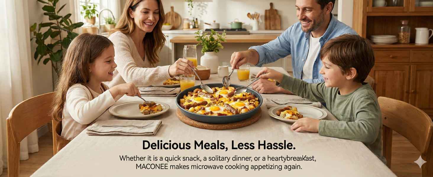 MACONEE 12inch Universal Microwave Crisper Pan/Microwave Cookware Crispy Plate Fry Pan, Microwave Cooker for Reheat Frozen Pizza, Chicken Nuggets French Toast with Crisp Effect!