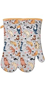 Pot Holders Set of 2 Heat Resistant 480 ℉ Non Slip Clear Silicone Printed Comfortable Cotton Lining Kitchen Women Men Cooking Baking Microwave Machine Washable (Fox, Gray Potholders)