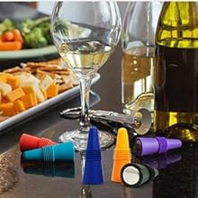 6PCS Wine Stoppers, AK1980 Silicone Reusable Sparkling Wine Bottle Stopper and Beverage Bottle Stopper with Grip Top for Keep the Wine Fresh