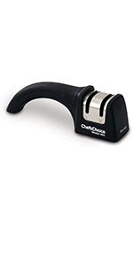 Chef'sChoice Manual Knife Sharpeners for 20-Degree Straight-Edge and Serrated Commercial Kitchen Pocket and Sports Knives with Diamond Abrasives Angle Control & Compact Footprint, 2-Stage, Black