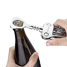 Beneno Wine Opener, Zinc Alloy Premium Wing Corkscrew with Multifunctional Bottles Opener, Sharp Wine Corkscrew with Ergonomic Non-Slip Wing Handle, Silver