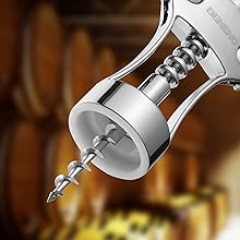 Beneno Wine Opener, Zinc Alloy Premium Wing Corkscrew with Multifunctional Bottles Opener, Sharp Wine Corkscrew with Ergonomic Non-Slip Wing Handle, Silver
