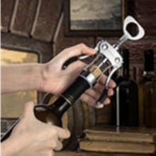 Beneno Wine Opener, Zinc Alloy Premium Wing Corkscrew with Multifunctional Bottles Opener, Sharp Wine Corkscrew with Ergonomic Non-Slip Wing Handle, Silver