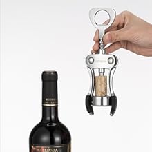 Beneno Wine Opener, Zinc Alloy Premium Wing Corkscrew with Multifunctional Bottles Opener, Sharp Wine Corkscrew with Ergonomic Non-Slip Wing Handle, Silver