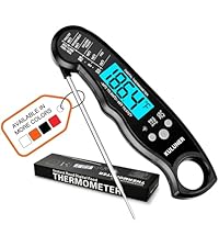 KULUNER TP-01 Waterproof Digital Instant Read Meat Thermometer with 4.6 Folding Probe Backlight Calibration Function for Cooking Food Candy, BBQ Grill, Liquids,Beef(Black)