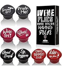 Whaline 8 Pack Funny Silicone Wine Stoppers, Reusable Wines Accessories and Wine Gifts with a Funny Saying for Wines Beer Bottles