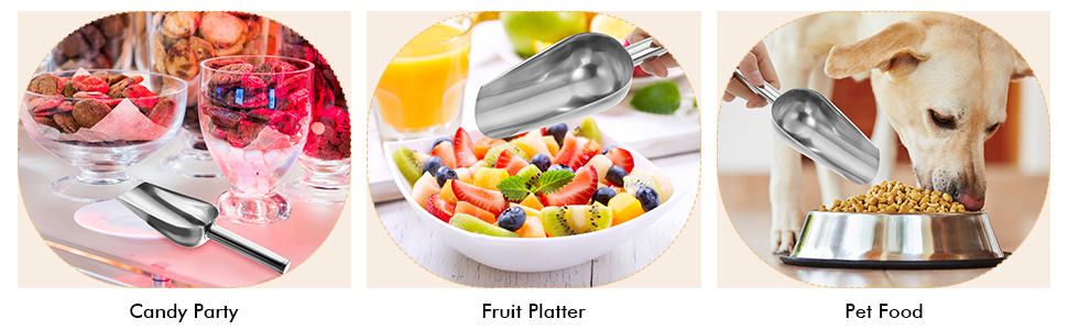 Mudder 6 Pack 6 Ounce Small Stainless Steel Ice Scoop Metal Mini Candy Little Sugar Cream Scoop for Home Kitchen Food Jars Coffee Beans Bar Buffet