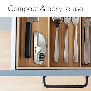 Smith's 51023 Adjustable Diamond Edge Grip Sharpener - Grey - Coarse & Fine Sharpeners - Compact - Stable Non-Slip Base – Pull Through Knife Sharpener