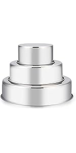 E-far 6 Inch Cake Pan Set of 3, Stainless Steel Round Smash Cake Baking Pans Tins, Non-Toxic & Healthy, Mirror Finish & Dishwasher Safe