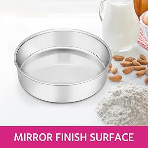E-far 6 Inch Cake Pan Set of 3, Stainless Steel Round Smash Cake Baking Pans Tins, Non-Toxic & Healthy, Mirror Finish & Dishwasher Safe