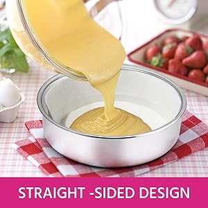 E-far 6 Inch Cake Pan Set of 3, Stainless Steel Round Smash Cake Baking Pans Tins, Non-Toxic & Healthy, Mirror Finish & Dishwasher Safe