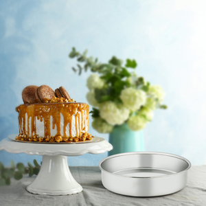 E-far 8 Inch Cake Pan Set of 3, Stainless Steel Round Layer Cake Baking Pans, Non-Toxic & Healthy, Mirror Finish & Dishwasher Safe