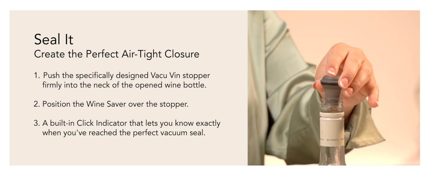 Vacu Vin Original Wine Saver with 4 Vacuum Bottle Stoppers – Black Wine Preserver Pump for Red or White Wine – Manual Air Remover System – Airtight Seal – Keep Wine Fresh Longer