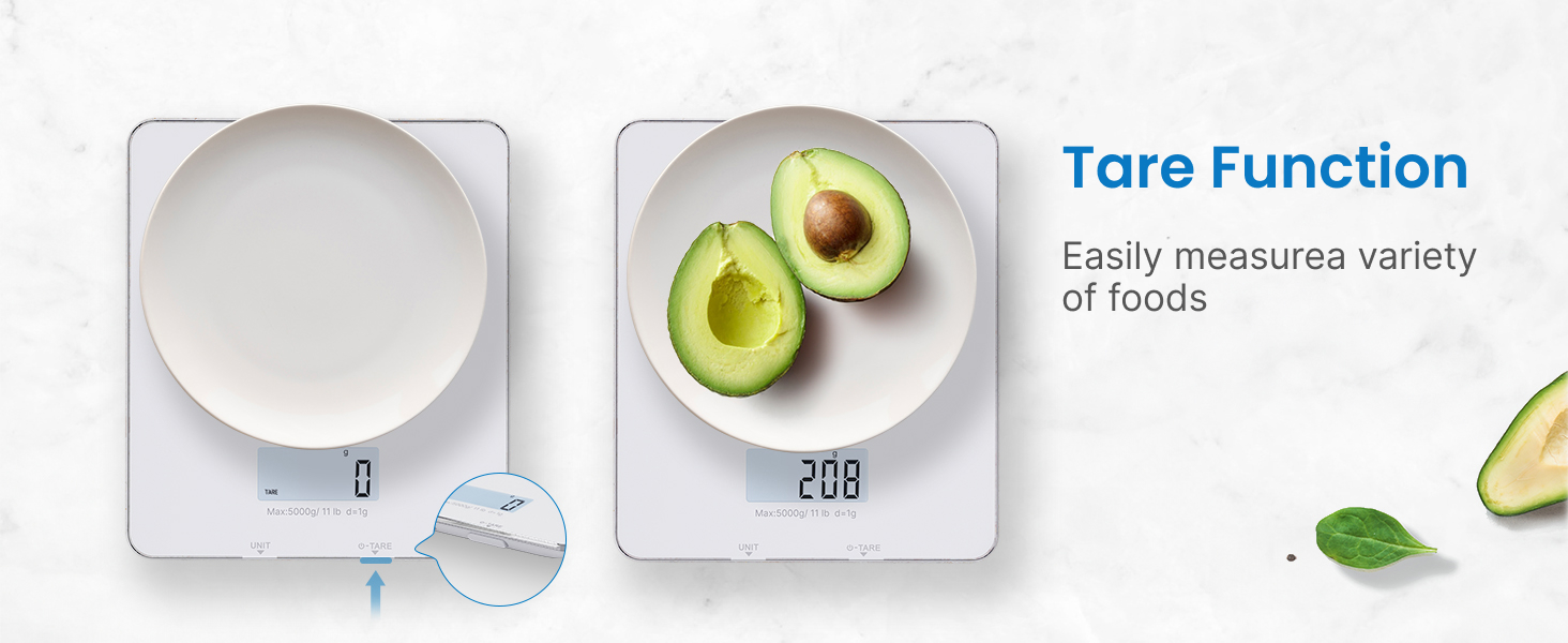 RENPHO Food Scale with Nutritional Calculator, Digital Kitchen Scale for Weight Loss, Smart Food Weight Scale with App for Macro Keto Calorie Cooking, Grams and Ounces, White, 11lb/5kg