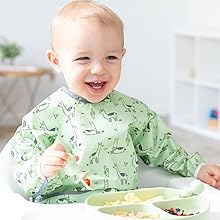 Bumkins Toddler Utensils, Kids Size Fork and Spoon Set, Silicone and Stainless-Steel Training Silverware, Angled Forks / Sporks for Self-Feeding, Children Hold Learning to Eat, 18 Months Up, Lavender