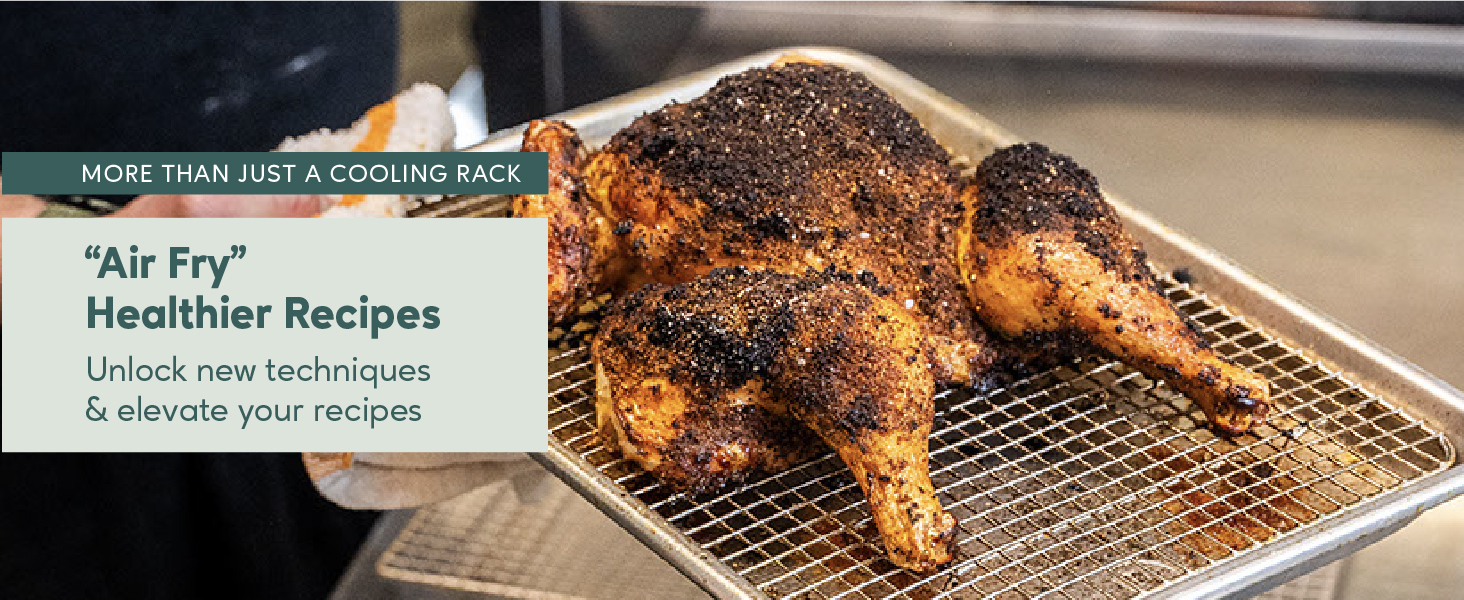 Ultra Cuisine Oven-Safe, Dishwasher-Safe 100% Stainless Steel Cooling and Baking Rack Set Heavy Duty Tight-Wire - 11.5 x 16.5-inch - Set of 2 - Half Sheet Pan Cooling Racks