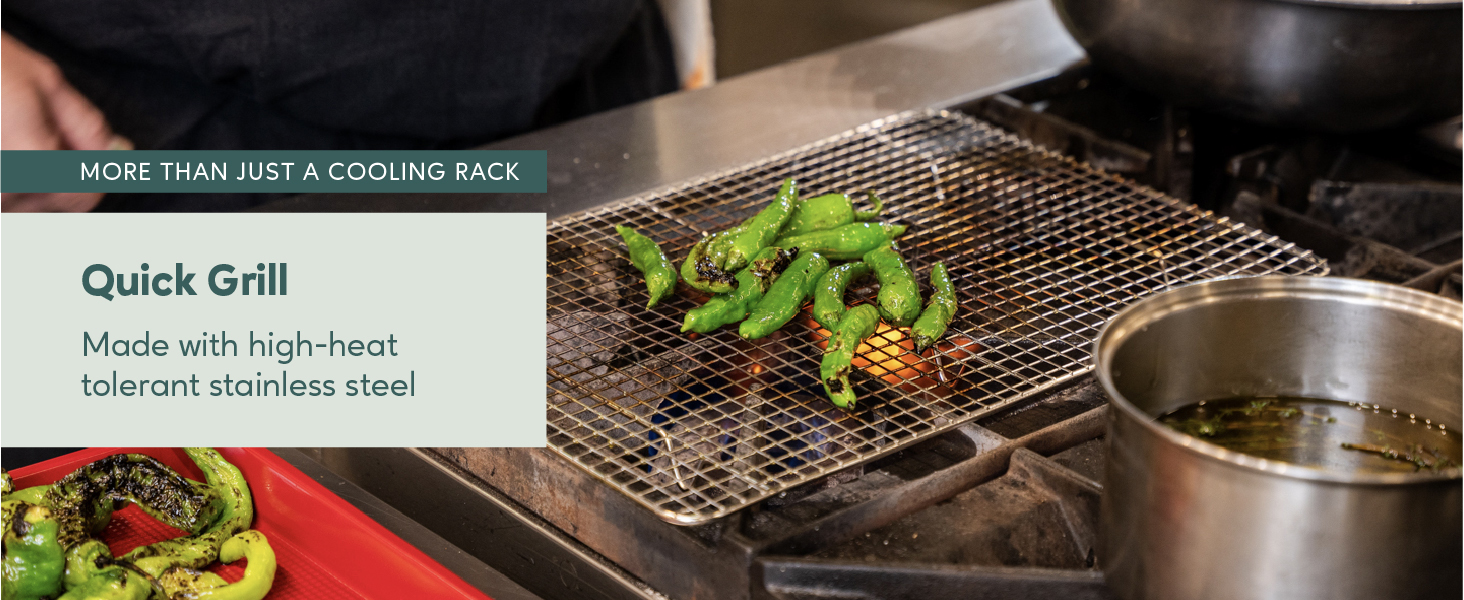 Ultra Cuisine Oven-Safe, Dishwasher-Safe 100% Stainless Steel Cooling and Baking Rack Set Heavy Duty Tight-Wire - 11.5 x 16.5-inch - Set of 2 - Half Sheet Pan Cooling Racks