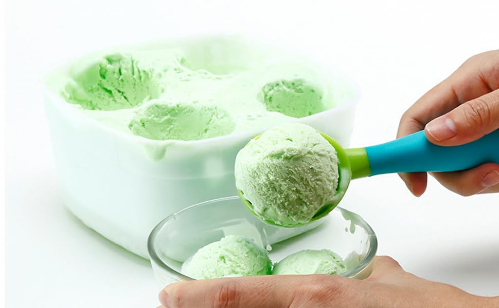 Ice Cream Scoop, 2PCS Nonstick Anti-Freeze Food grade PPR + rubber Ice Cream Scooper with the Hung Hole Design, Comfortable Handle, Dishwasher Safe,Ice Cream Scoops,