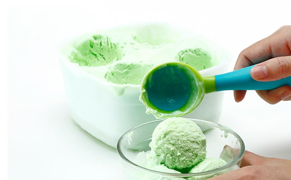 Ice Cream Scoop, 2PCS Nonstick Anti-Freeze Food grade PPR + rubber Ice Cream Scooper with the Hung Hole Design, Comfortable Handle, Dishwasher Safe,Ice Cream Scoops,