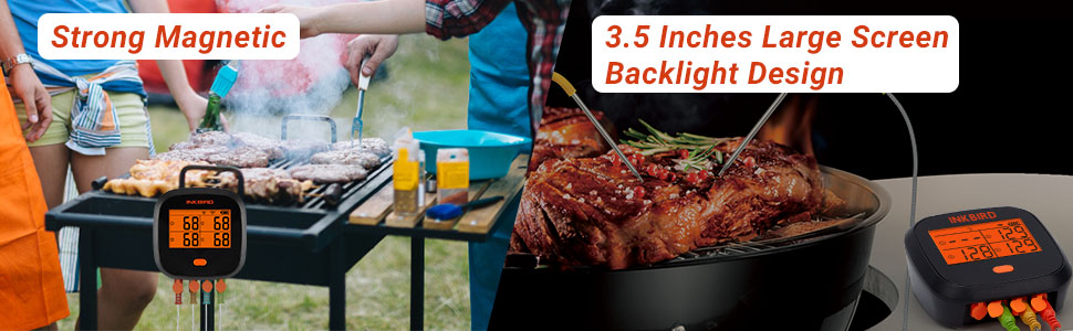 INKBIRD WiFi Meat Thermometer for Grilling, Unlimited Rang Rechargeable BBQ Thermometer APP Calibration, Temp Graph Mobile Notification, 4 Colorful Probes Food Thermometer for Pellet Smoker Oven