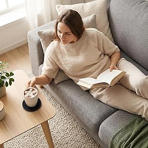 Absorbent Coasters for Drinks with Holder - 6packs, Silicone Coaster with Soft Felt Insert, Black (Coasters with Holder, Black)