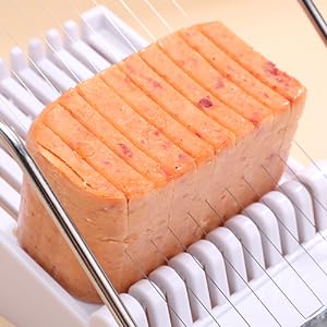 NVTED Slicer, Luncheon Meat Slicer Boiled Egg Fruit Soft Cheese Butter Slicers Cutter, Stainless Steel Wires, Cuts 10 Slices (White)