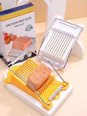 NVTED Slicer, Luncheon Meat Slicer Boiled Egg Fruit Soft Cheese Butter Slicers Cutter, Stainless Steel Wires, Cuts 10 Slices (White)