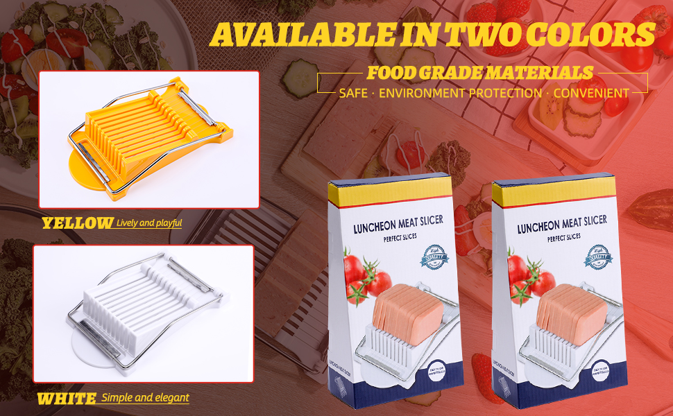 NVTED Slicer, Luncheon Meat Slicer Boiled Egg Fruit Soft Cheese Butter Slicers Cutter, Stainless Steel Wires, Cuts 10 Slices (White)