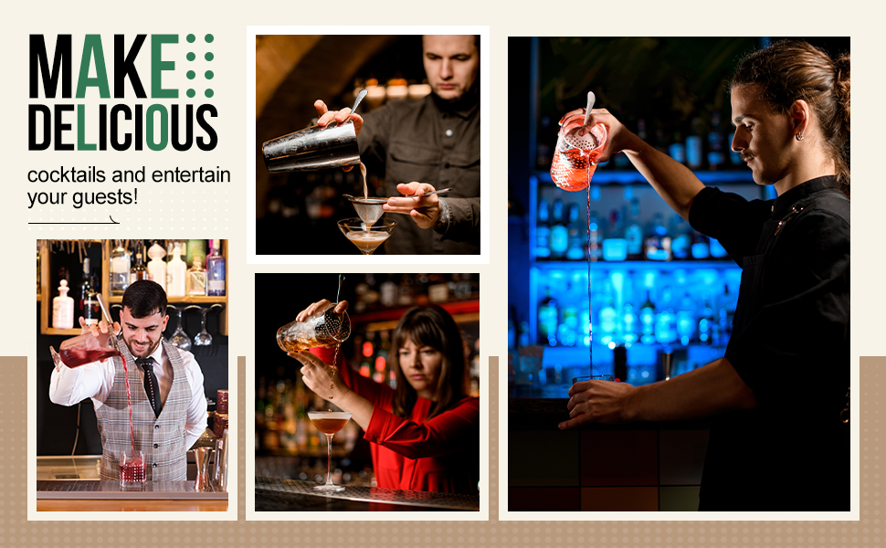 Boao 2 Pack Julep Strainers Stainless Steel Strainer Cocktail Spoon for Loose Tea Filter Practical Bar Colander Tool for Commercial Bar Use