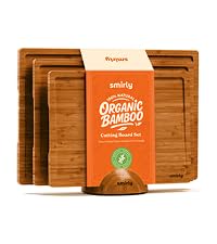 SMIRLY Wooden Cutting Boards For Kitchen Meal Prep & Serving - Bamboo Cutting Board Set with Holder, Charcuterie & Chopping Board, Wood Cutting Board Set, Kitchen Gadgets