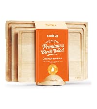 SMIRLY Wooden Cutting Boards For Kitchen Meal Prep & Serving - Bamboo Cutting Board Set with Holder, Charcuterie & Chopping Board, Wood Cutting Board Set, Kitchen Gadgets