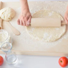 Wooden Rolling Pin 17.6 Inch with Rotating Ergonomic Handles – Classic Beech Wood Dough Roller for Baking Pizza, Pastry, Bread, and Cookies