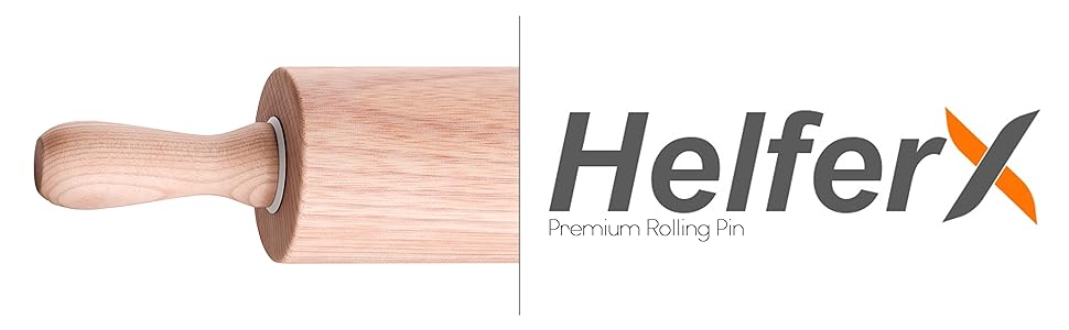 Wooden Rolling Pin 17.6 Inch with Rotating Ergonomic Handles – Classic Beech Wood Dough Roller for Baking Pizza, Pastry, Bread, and Cookies