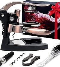 VINABON Vacuum Wine Stopper Set [Pack of 2] - Updated 2026 Preserves Freshness and Flavor for 15 Days. Improved One Pump Button Design, 100% Leak Proof Seal in Any Position. Includes WineGuide eBook