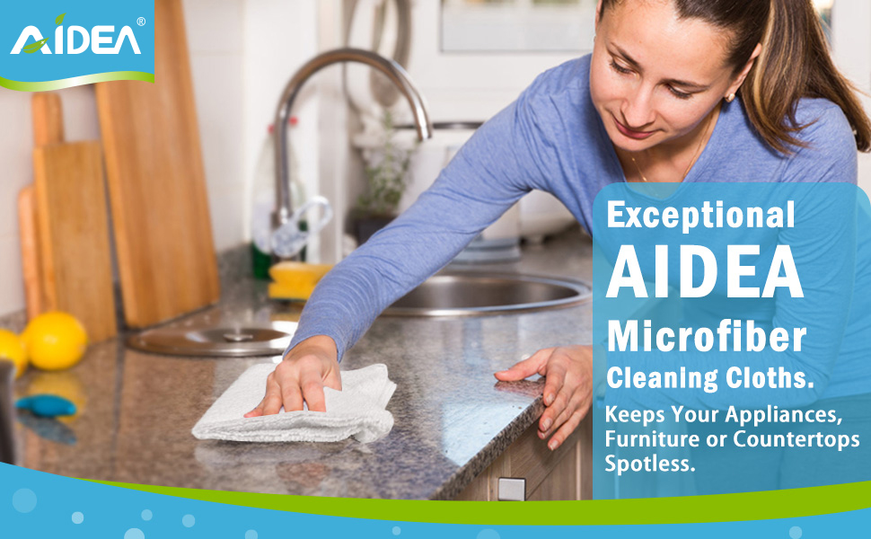 AIDEA Microfiber Cleaning Cloth White 50PK, Cleaning Rags, Lint Free Microfiber Towels, Kitchen Towels Dusting Cloth, Wash Cloths, Dish Rags White, 12