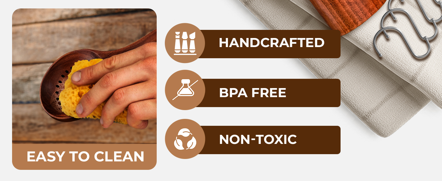 Wooden Utensil Set 8 Pcs – Sturdy & Easy to Clean, Natural Teak Wooden Spoons for Cooking – Non-Scratch Cooking Utensils with Spatula, Turner, Ladle, Spoons, Skimmer, Holder, Spoon Rest & 6 Hooks