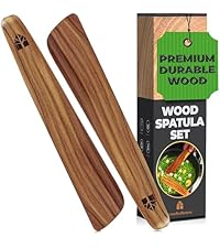 Wooden Utensil Set 8 Pcs – Sturdy & Easy to Clean, Natural Teak Wooden Spoons for Cooking – Non-Scratch Cooking Utensils with Spatula, Turner, Ladle, Spoons, Skimmer, Holder, Spoon Rest & 6 Hooks