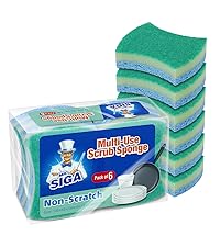 MR.SIGA Non-Scratch Cellulose Scrub Sponge, Dual-Sided Dishwashing Sponge for Kitchen, 12 Pack