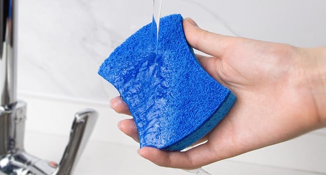 MR.SIGA Non-Scratch Cellulose Scrub Sponge, Dual-Sided Dishwashing Sponge for Kitchen, 12 Pack