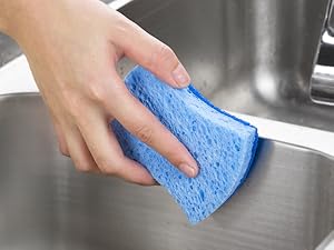 MR.SIGA Non-Scratch Cellulose Scrub Sponge, Dual-Sided Dishwashing Sponge for Kitchen, 12 Pack