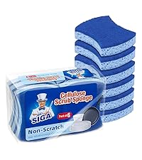MR.SIGA Non-Scratch Cellulose Scrub Sponge, Dual-Sided Dishwashing Sponge for Kitchen, 12 Pack