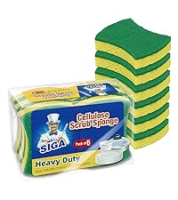 MR.SIGA Non-Scratch Cellulose Scrub Sponge, Dual-Sided Dishwashing Sponge for Kitchen, 12 Pack