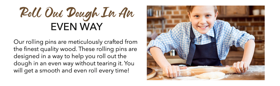 French Rolling Pin (17 Inches) –WoodenRoll Pin for Fondant, Pie Crust, Cookie, Pastry, Dough –Tapered Design & Smooth Construction - Essential Kitchen Utensil