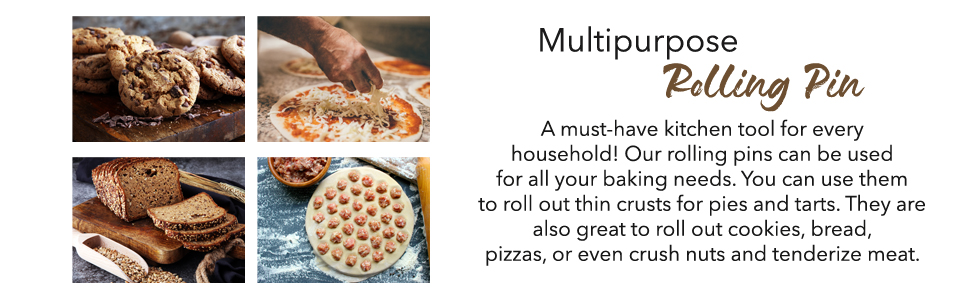 French Rolling Pin (17 Inches) –WoodenRoll Pin for Fondant, Pie Crust, Cookie, Pastry, Dough –Tapered Design & Smooth Construction - Essential Kitchen Utensil