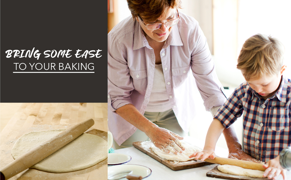 French Rolling Pin (17 Inches) –WoodenRoll Pin for Fondant, Pie Crust, Cookie, Pastry, Dough –Tapered Design & Smooth Construction - Essential Kitchen Utensil