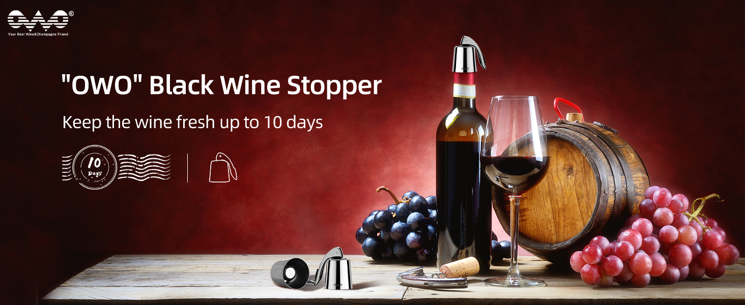 OWO Stainless Steel Wine Bottle Stopper, Reusable Wine Saver with Silicone Seal, Decorative Bottle Sealer, Keeps Fresh (Rosegold, 1 Pack)