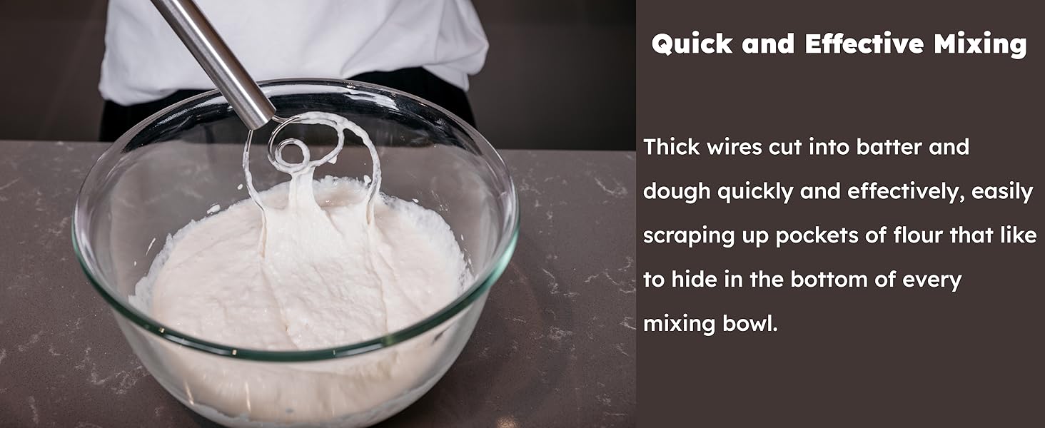Jillmo Danish Dough Whisk, 12inch Stainless Steel Bread Whisk